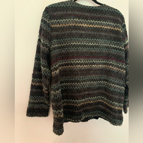 First Option Multicolor Zigzag Knit Sz L Long Sleeve Jacket Cardigan USA 91A261 - Picture 7 of 12
